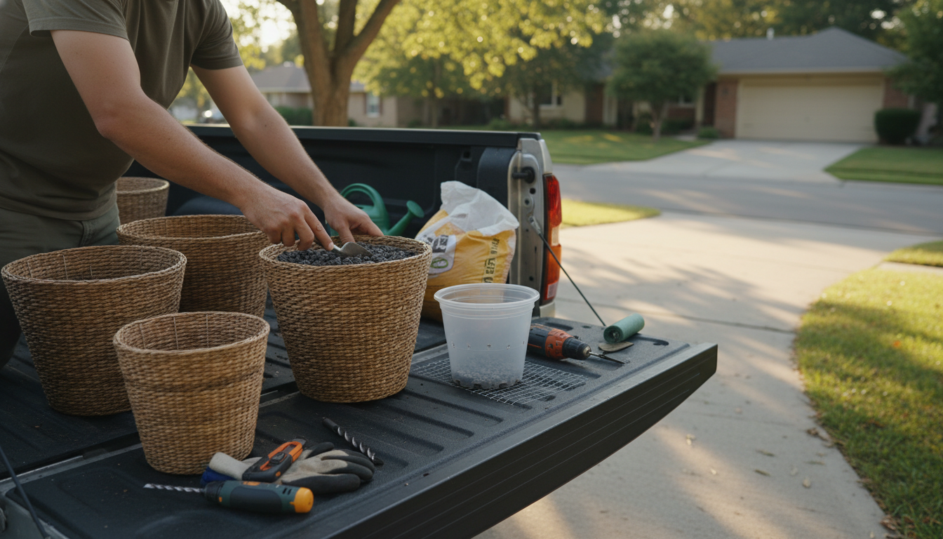 Add Drainage to a Rattan-Look Pot Without Holes